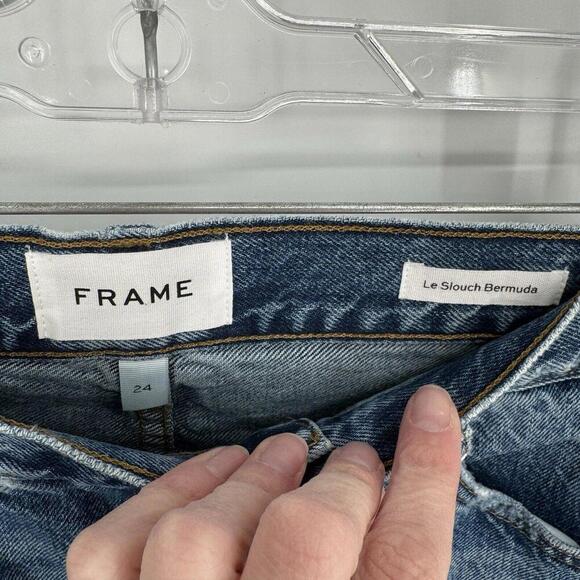 Frame shorts womens 24 blue distressed le slouch bermuda modest festival grunge - Picture 2 of 5